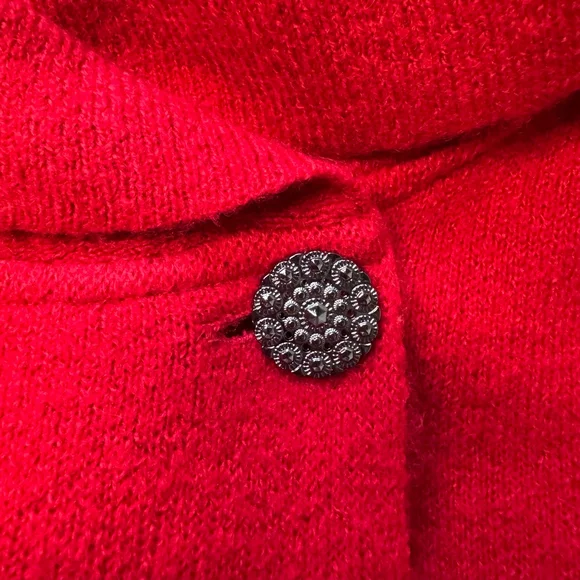 Adrienne Vittadini Red Rhinestone Cardigan Sweater Medium - Picture 7 of 13
